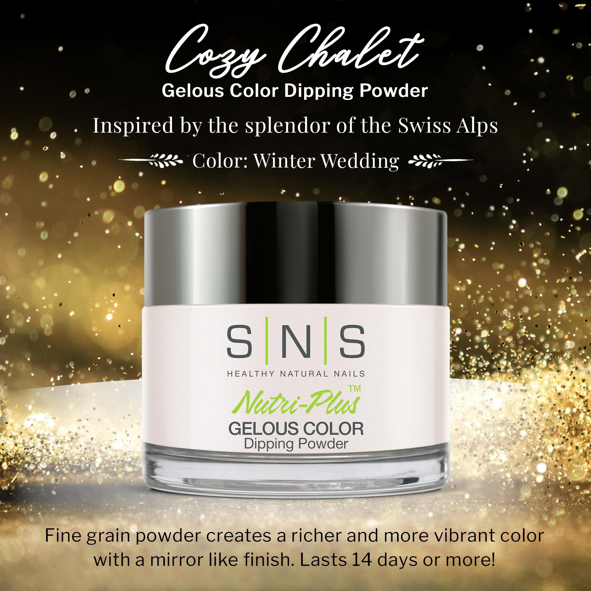 SNS Nail Dip Powder – Winter Wedding Gelous Color, 14-Day, Low-Odor, No UV, 1 oz