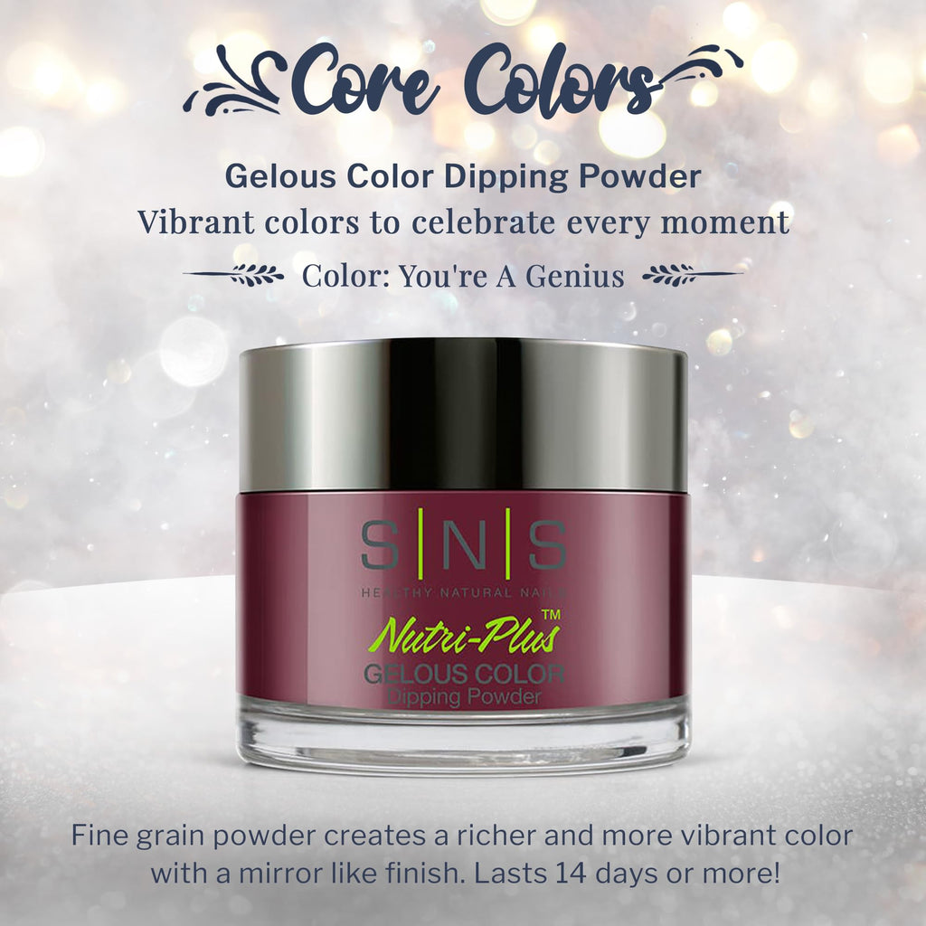 SNS Nail Dip Powder - You're A Genius (Wine, Burgundy, Cream) Long-Lasting 14 Days | Low Odor, No UV Lamp