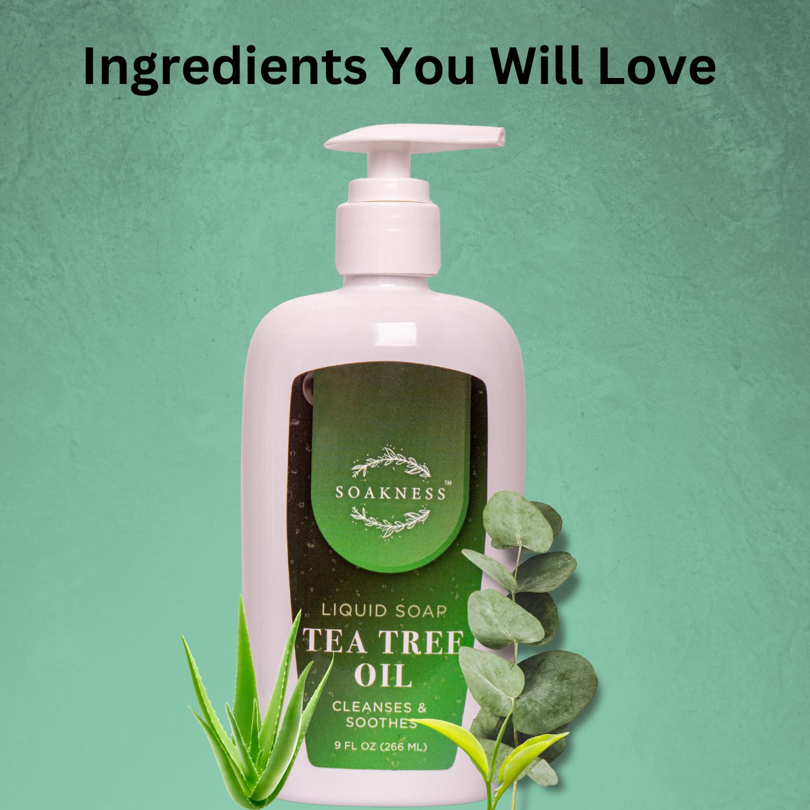 Soakness Tea Tree Hand Soap – Gentle Cleansing & Hydration (9 oz)