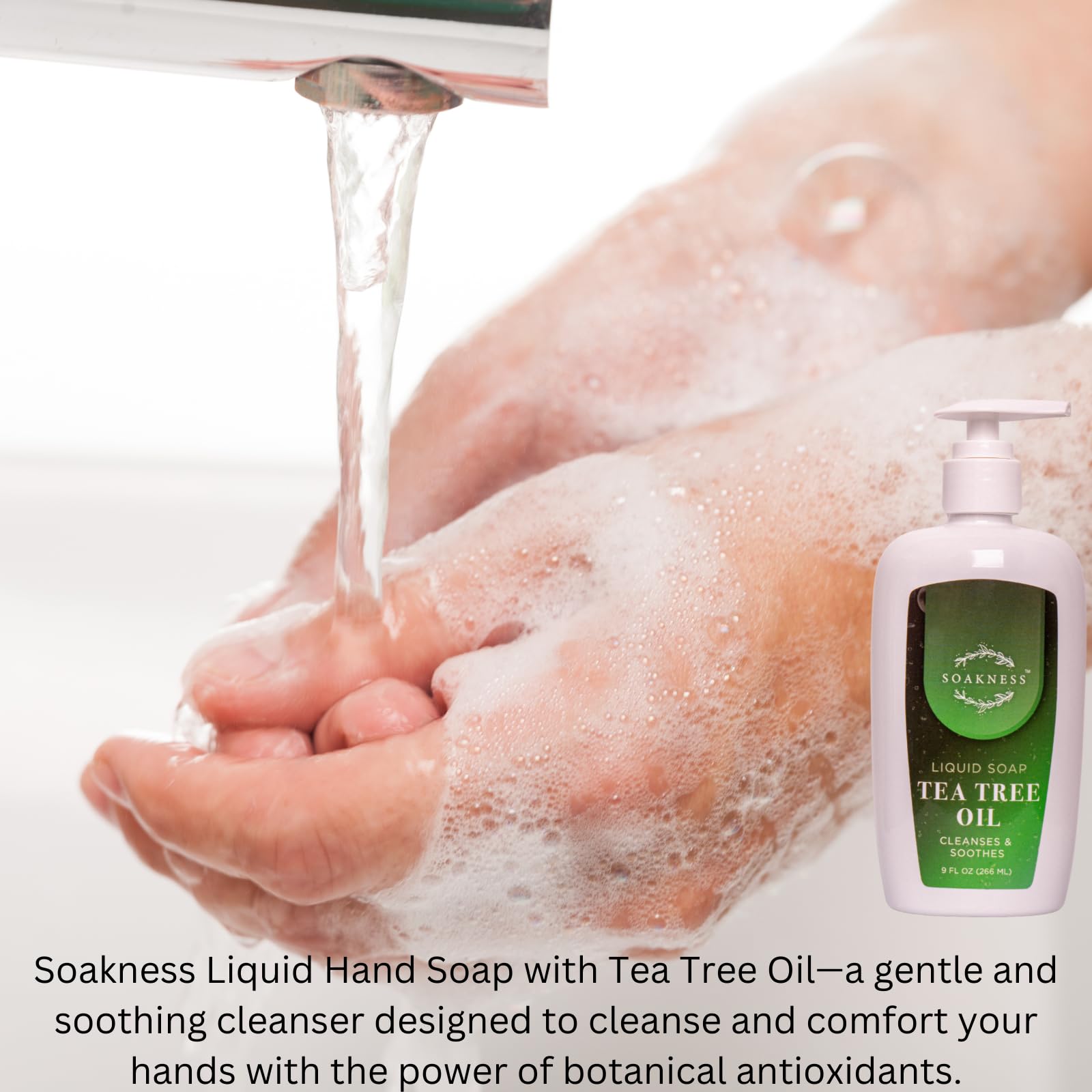 Soakness Tea Tree Hand Soap – Gentle Cleansing & Hydration (9 oz)