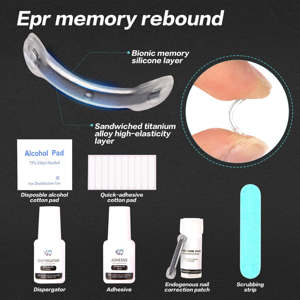 SOAOP Titanium Ingrown Toenail Tool Kit – 10-Piece Curved Nail Corrector (0.59–0.79 in)