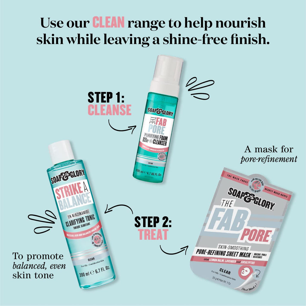 Soap & Glory Vitamin C Brightening Facial Cleanser — 3-in-1 Foaming Cleanser, Makeup Remover & Exfoliant | 11.8 fl oz