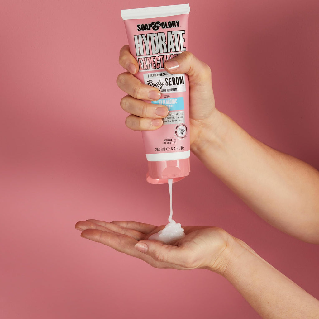 Soap & Glory Hydrate Expectations Body Serum – Hyaluronic Acid, Vegan, Lightweight & Fast-Absorbing (8.4 fl oz Pack of 2)