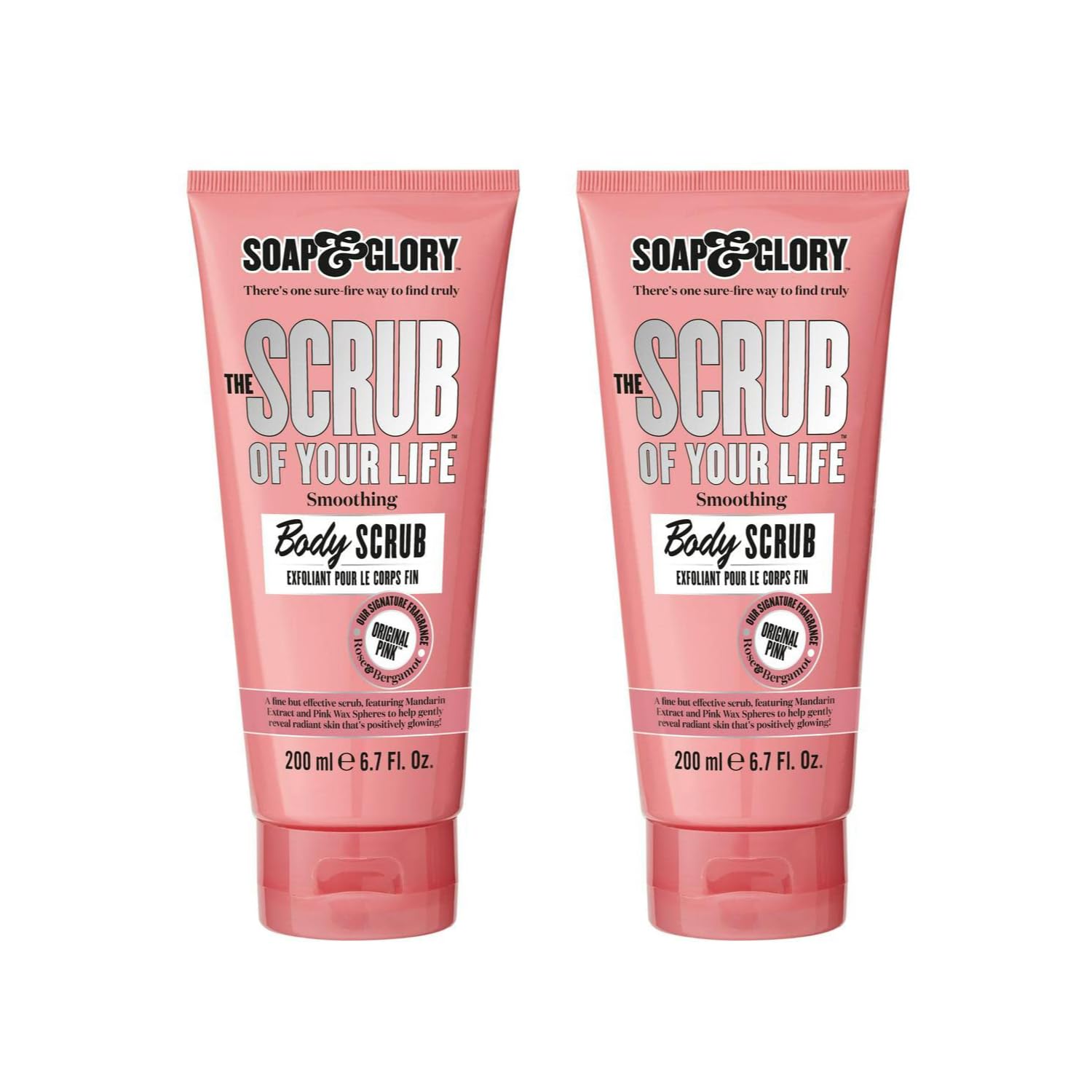 Soap & Glory Original Pink The Scrub Of Your Life Exfoliating Body Scrub – Vegan, Rose & Bergamot, 200ml x2
