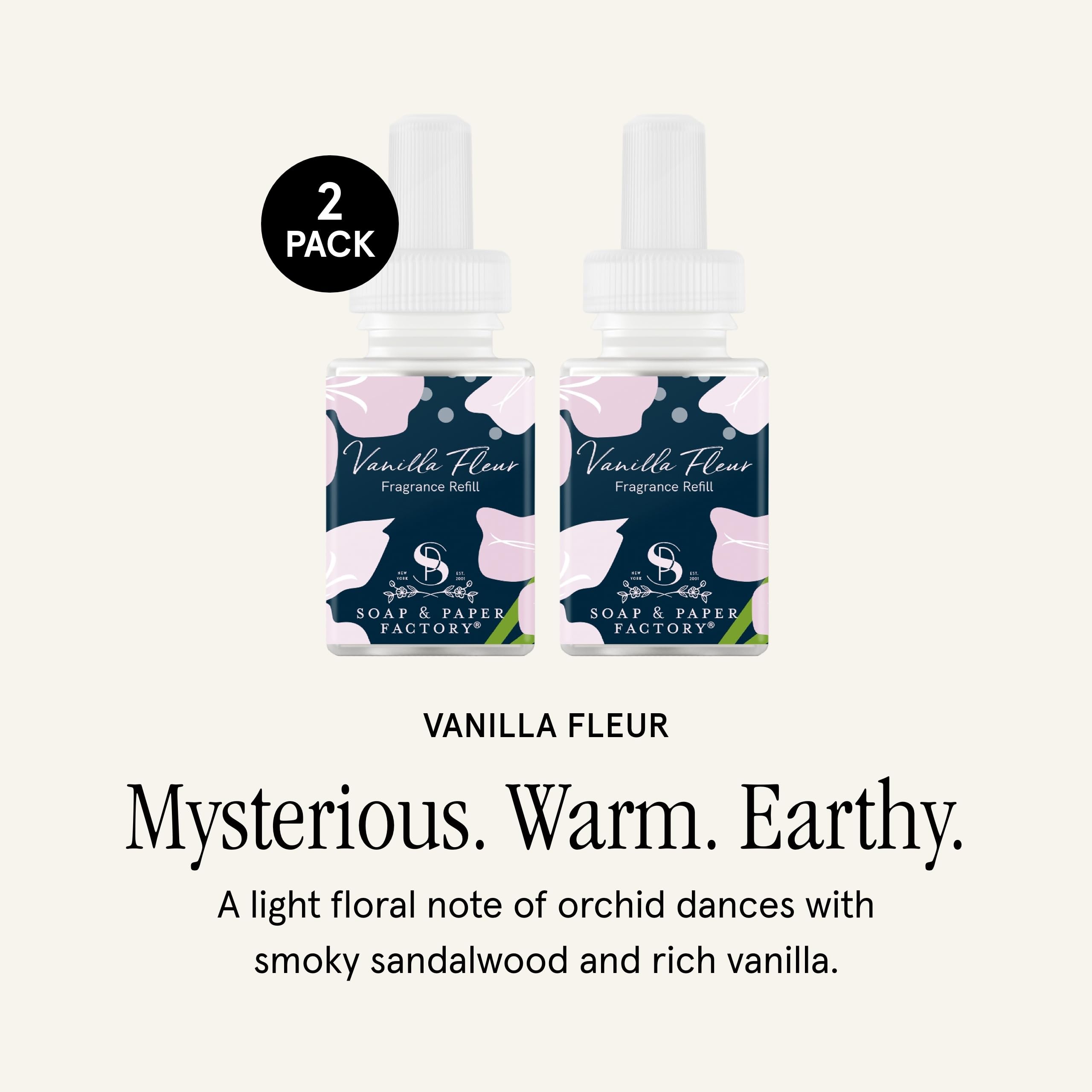 Pura and Soap & Paper Factory Vanilla Fleur Home Scent Refill for Smart Diffuser – 2-Pack, Up to 120 Hours