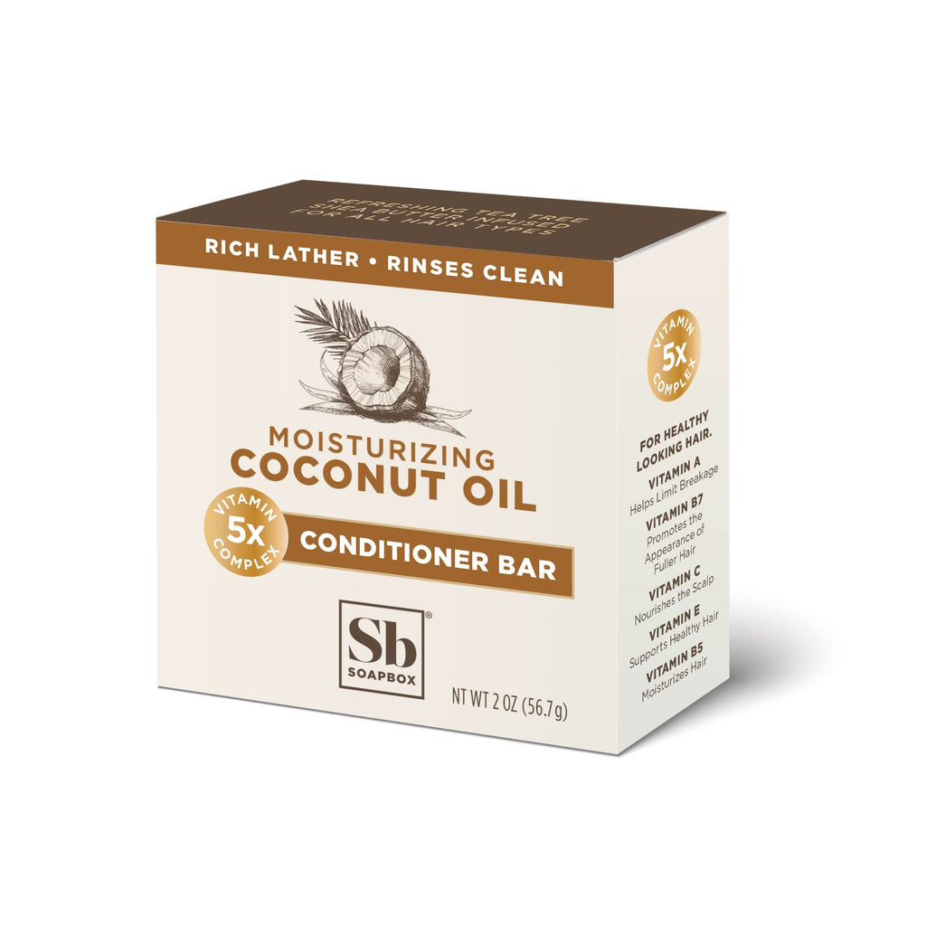 Soapbox Hair Conditioner Bar with Coconut Oil – Moisturizing, Vegan, Sulfate Free | 2oz Solid Conditioner