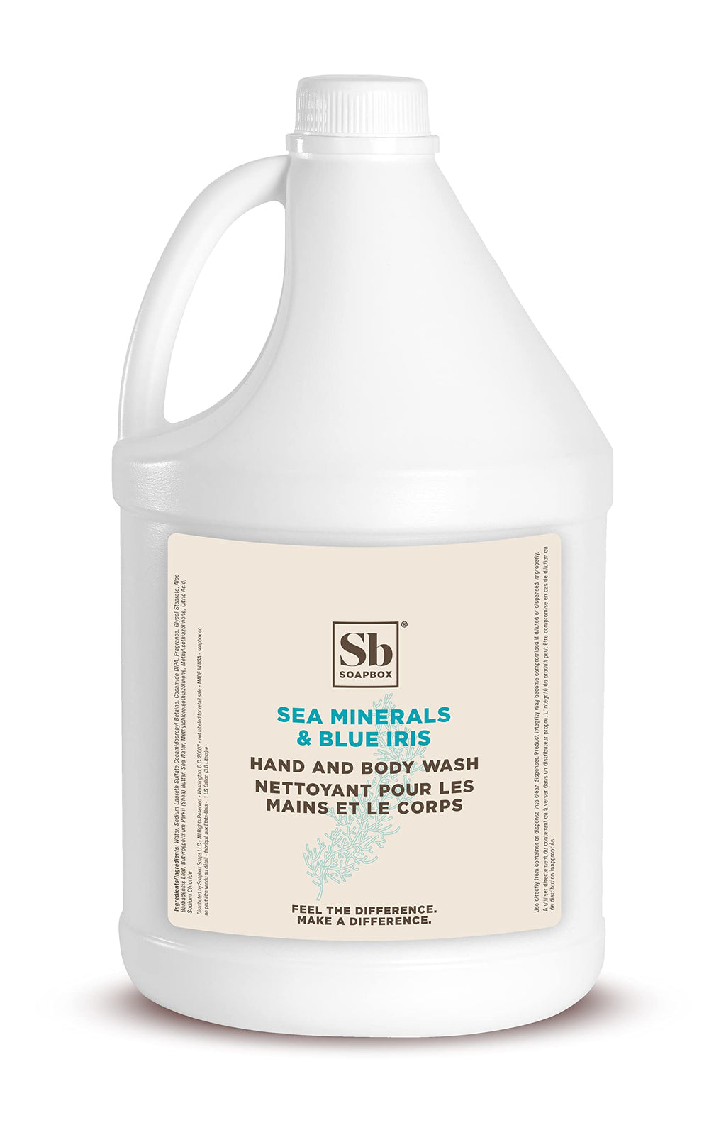 Soapbox Liquid Hand Soap & Body Wash – Sea Minerals & Blue Iris, 1 Gallon Refill – Vegan, Cruelty-Free