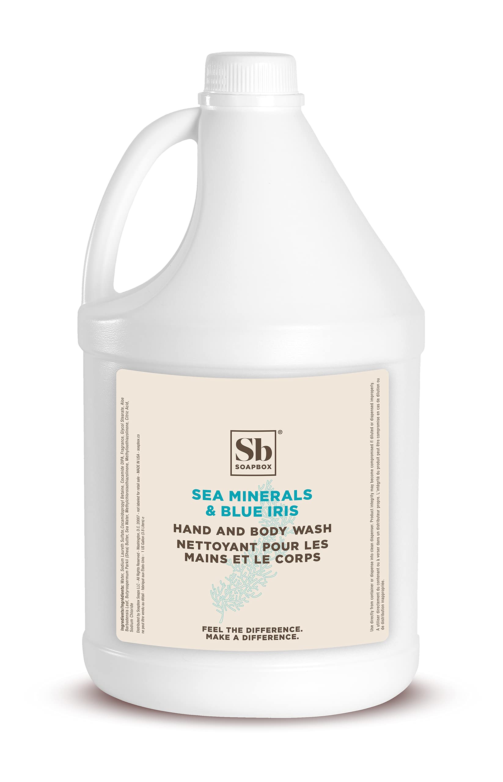Soapbox Liquid Hand Soap & Body Wash – Sea Minerals & Blue Iris, 1 Gallon Refill – Vegan, Cruelty-Free