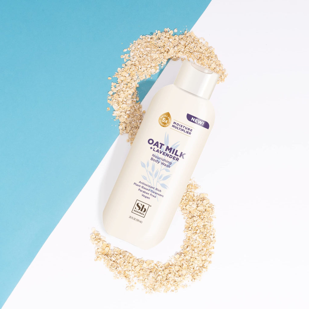 Soapbox Oat Milk + Lavender Body Wash – Vegan, Moisturizing with Shea Butter | 3 x 20oz