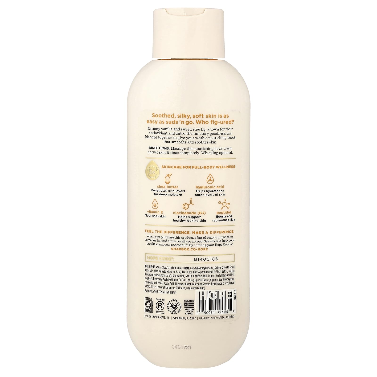 Soapbox Restoring Body Wash – Vanilla Bean & Fig, 20 fl oz
