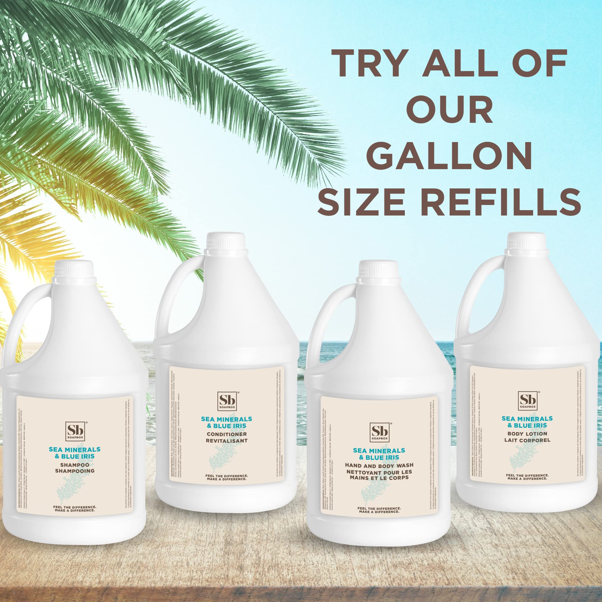 Soapbox Sea Minerals & Blue Iris Shampoo – Vegan, Color Safe, Sulfate-Free Refill Gallon