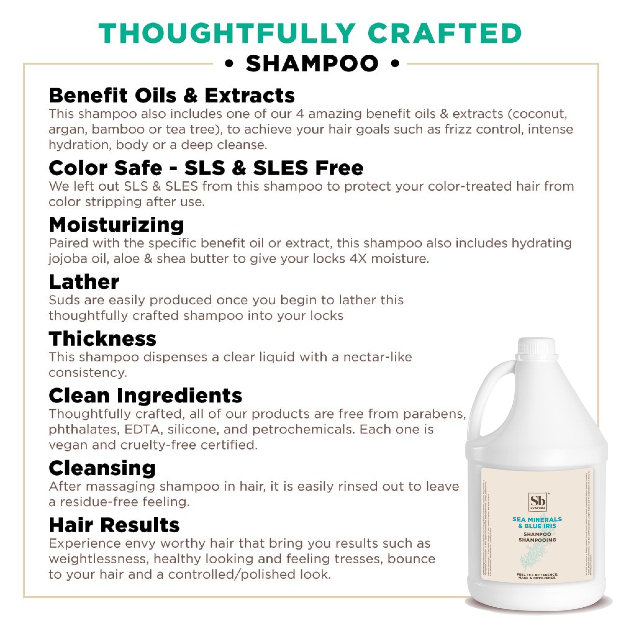 Soapbox Sea Minerals & Blue Iris Shampoo – Vegan, Color Safe, Sulfate-Free Refill Gallon