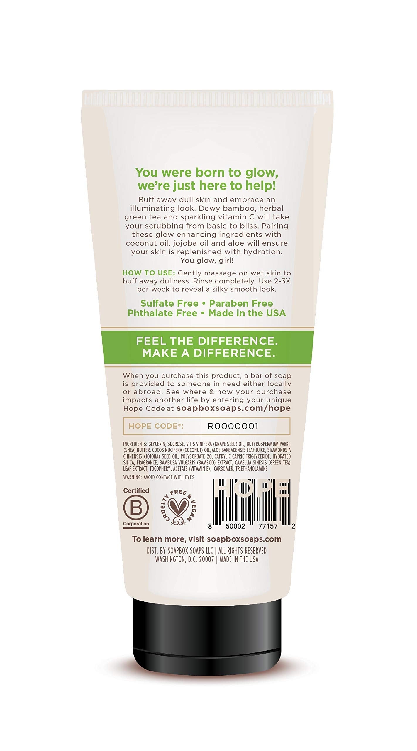 Soapbox Gentle Exfoliating Body Scrub – Bamboo & Green Tea, 6oz