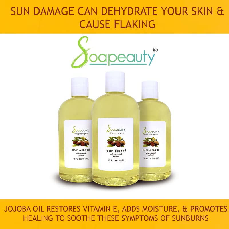 Soapeauty Clear Jojoba Oil – 100% Pure & Natural, Refined, Cold-Pressed, Hexane-Free | 32 oz