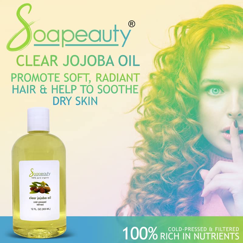 Soapeauty Clear Jojoba Oil – 100% Pure & Natural, Refined, Cold-Pressed, Hexane-Free | 32 oz