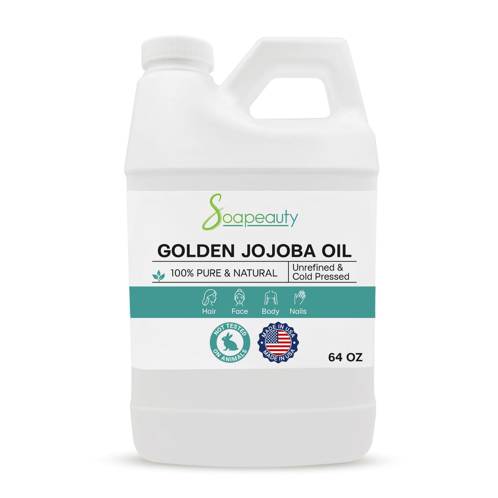 Soapeauty Golden Jojoba Oil | 100% Pure & Natural, Unrefined & Cold-Pressed, Hexane-Free – 64 Fl Oz