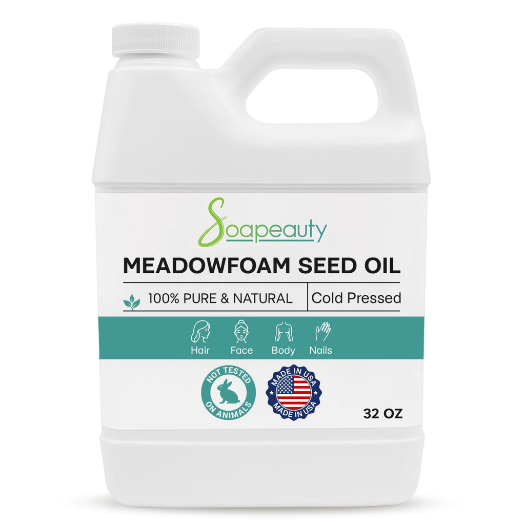 Soapeauty Meadowfoam Seed Oil – Cold Pressed Unrefined 32 oz | Pure Moisturizer for Skin & Hair