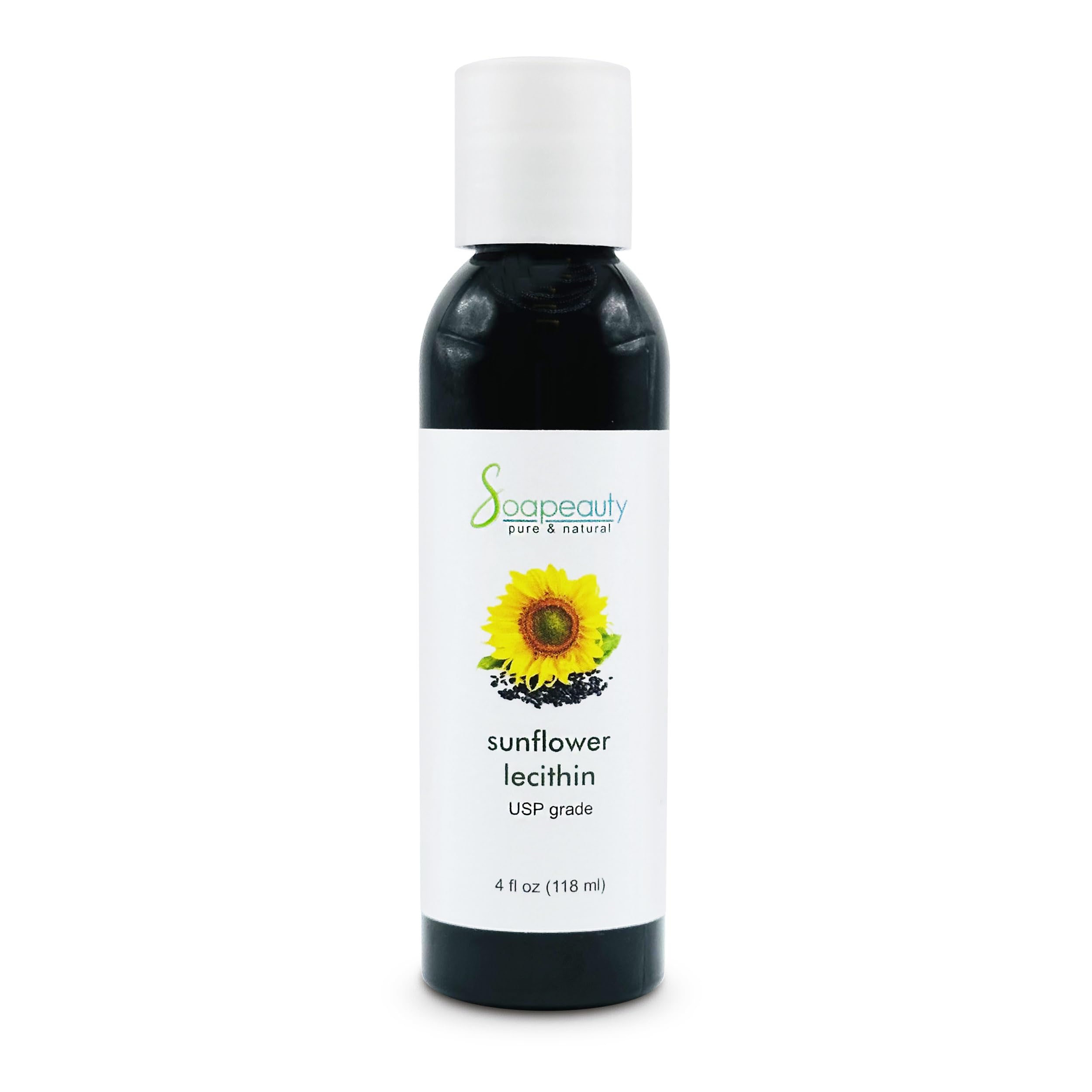 Soapeauty Sunflower Lecithin Liquid Oil — Cold Pressed, Unrefined, USP Grade (4 fl oz)
