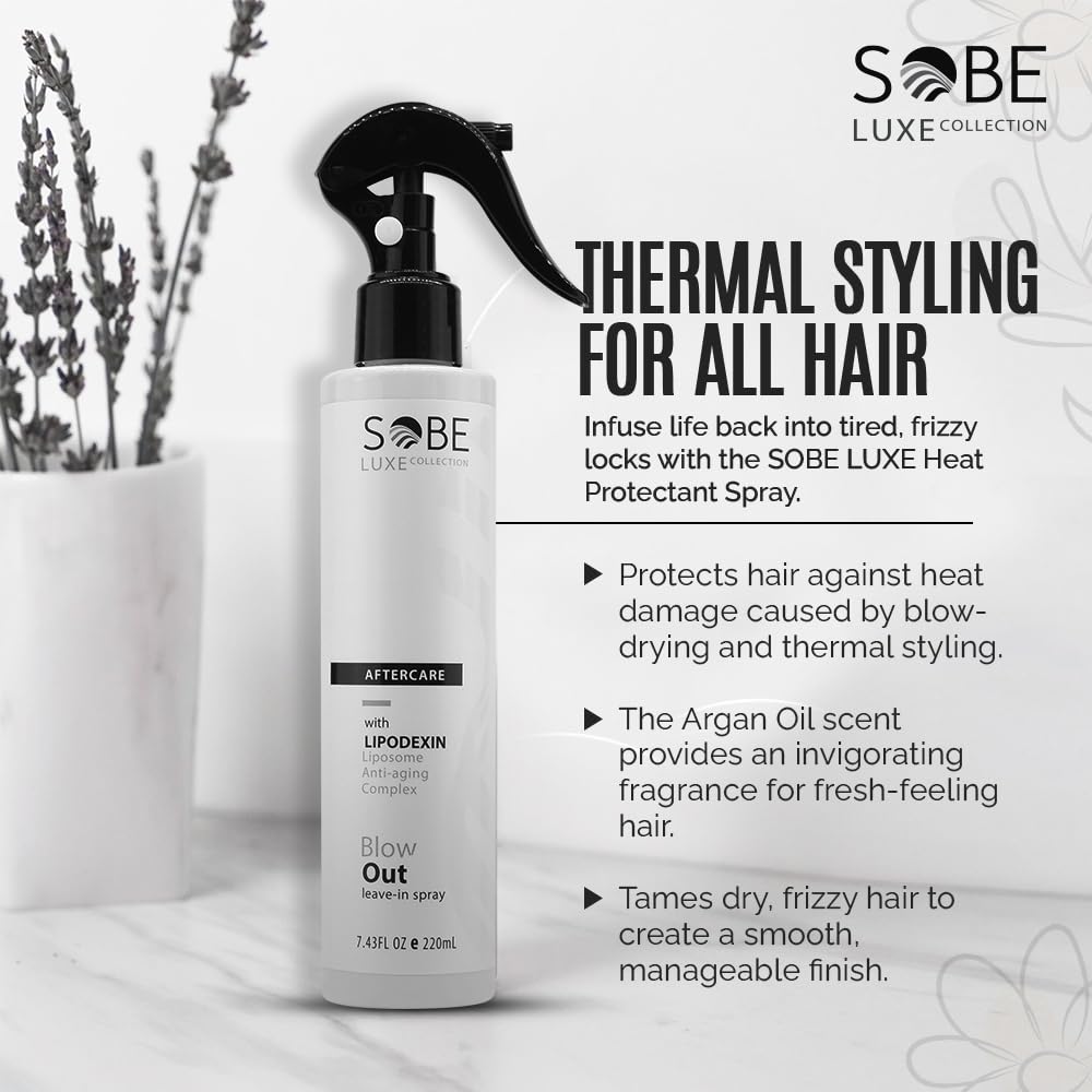 SOBE LUXE COLLECTION Heat Protectant Spray, 8 Fl Oz – Frizz-Free Shine & Faster Blowouts
