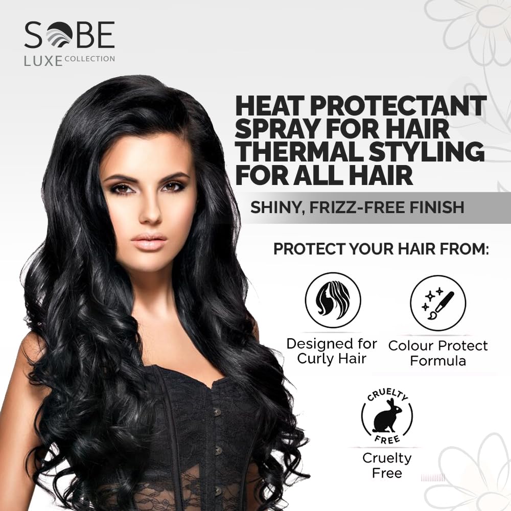 SOBE LUXE COLLECTION Heat Protectant Spray, 8 Fl Oz – Frizz-Free Shine & Faster Blowouts