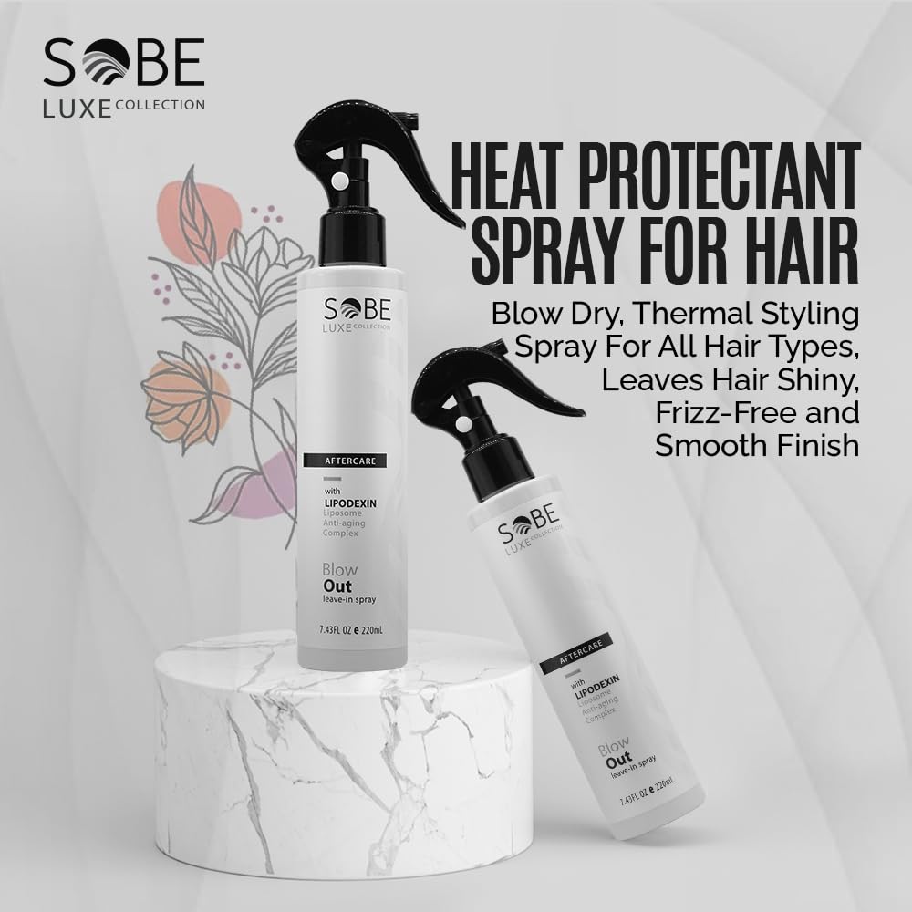 SOBE LUXE COLLECTION Heat Protectant Spray, 8 Fl Oz – Frizz-Free Shine & Faster Blowouts