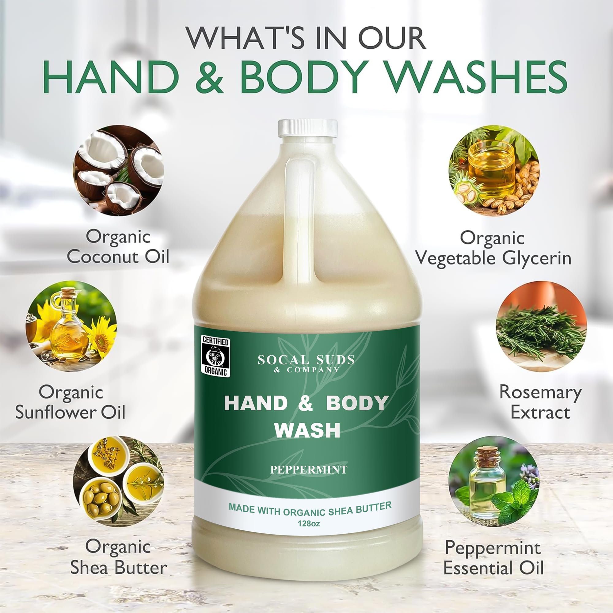 SoCal Suds & Company 128oz Organic Peppermint Hand & Body Wash
