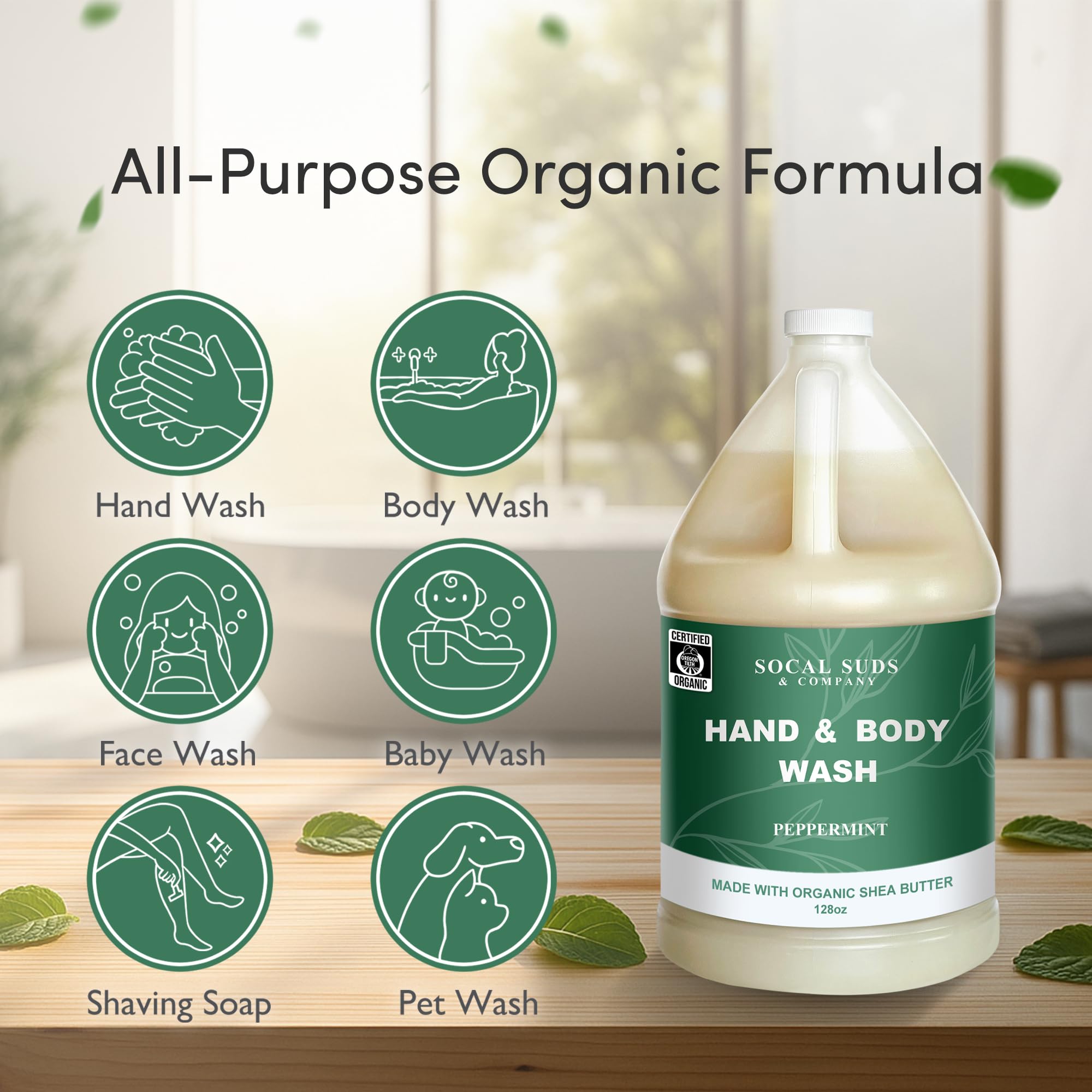 SoCal Suds & Company 128oz Organic Peppermint Hand & Body Wash