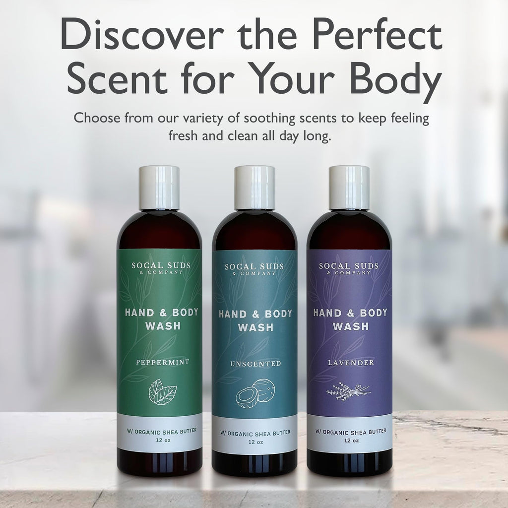 SoCal Suds & Company Organic Shea Butter Body Wash – Peppermint Castile Soap (12oz)