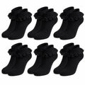 Sock Stack 6 Pairs Black Girls Tutu Frilly Ankle Socks With Lace And Bow Super Soft