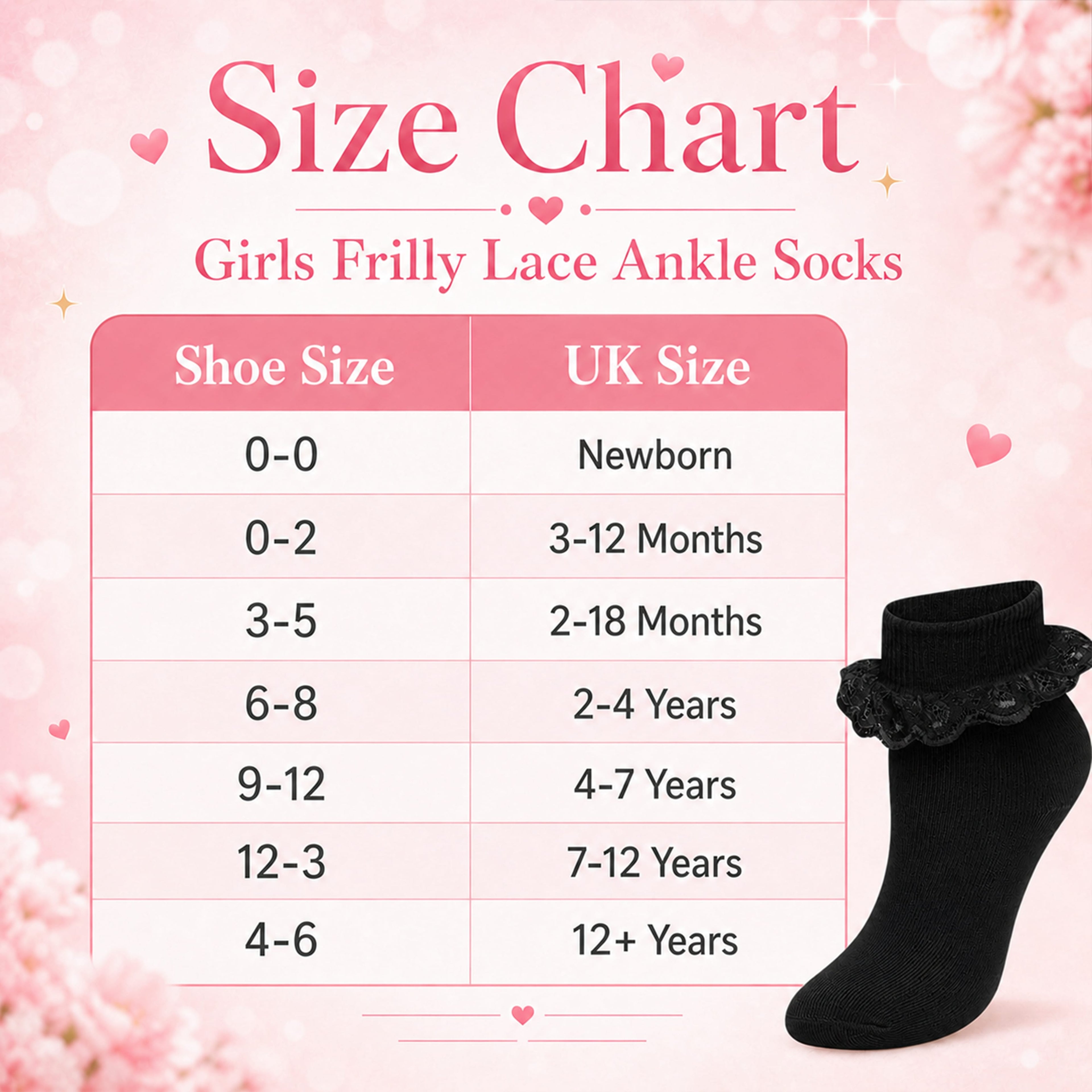 Sock Stack 6 Pairs Black Girls Tutu Frilly Ankle Socks With Lace And Bow Super Soft