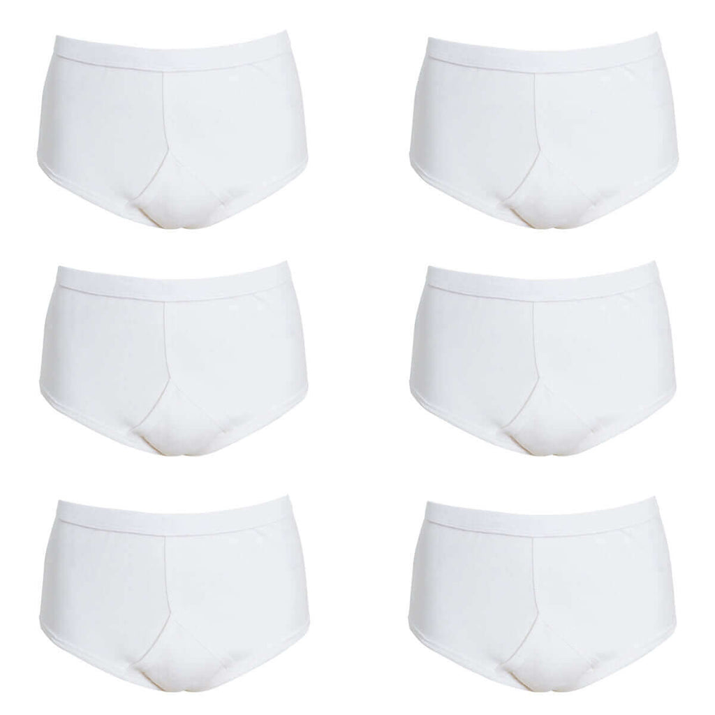Sock Stack Men's 6 Pack Cotton Y-Front Briefs White 100% Cotton Soft Stretch Waistband