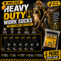 Sock Stack Mens Heavy Duty Work Socks 6 Pairs Cushion Sole Reinforced Toe And Heel Black Cotton Rich Everyday Comfort Pack