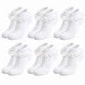 Sock Stack White Girls Tutu Frilly Ankle Socks With Lace And Bow 6 Pairs Cotton Rich