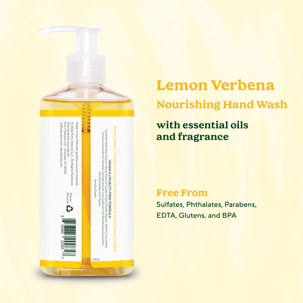 SoF Nourishing Hand Wash Lemon Verbena 8 oz Bottle (3 Pack) | Vegan & Non-GMO | South Of France