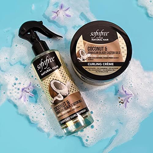 SOFNFREE Coconut & Jamaican Black Castor Oil Curl Refresher Spray – Everyday Moisture for Curly Hair (Pack of 3)