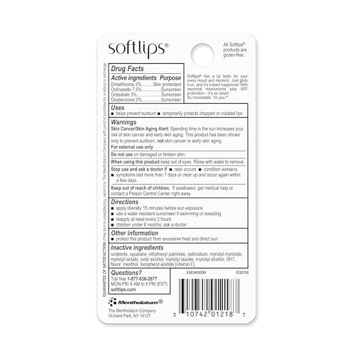 SoftLips Vanilla Lip Protectant SPF 20 – Hydrating Lip Balm (2-Pack)