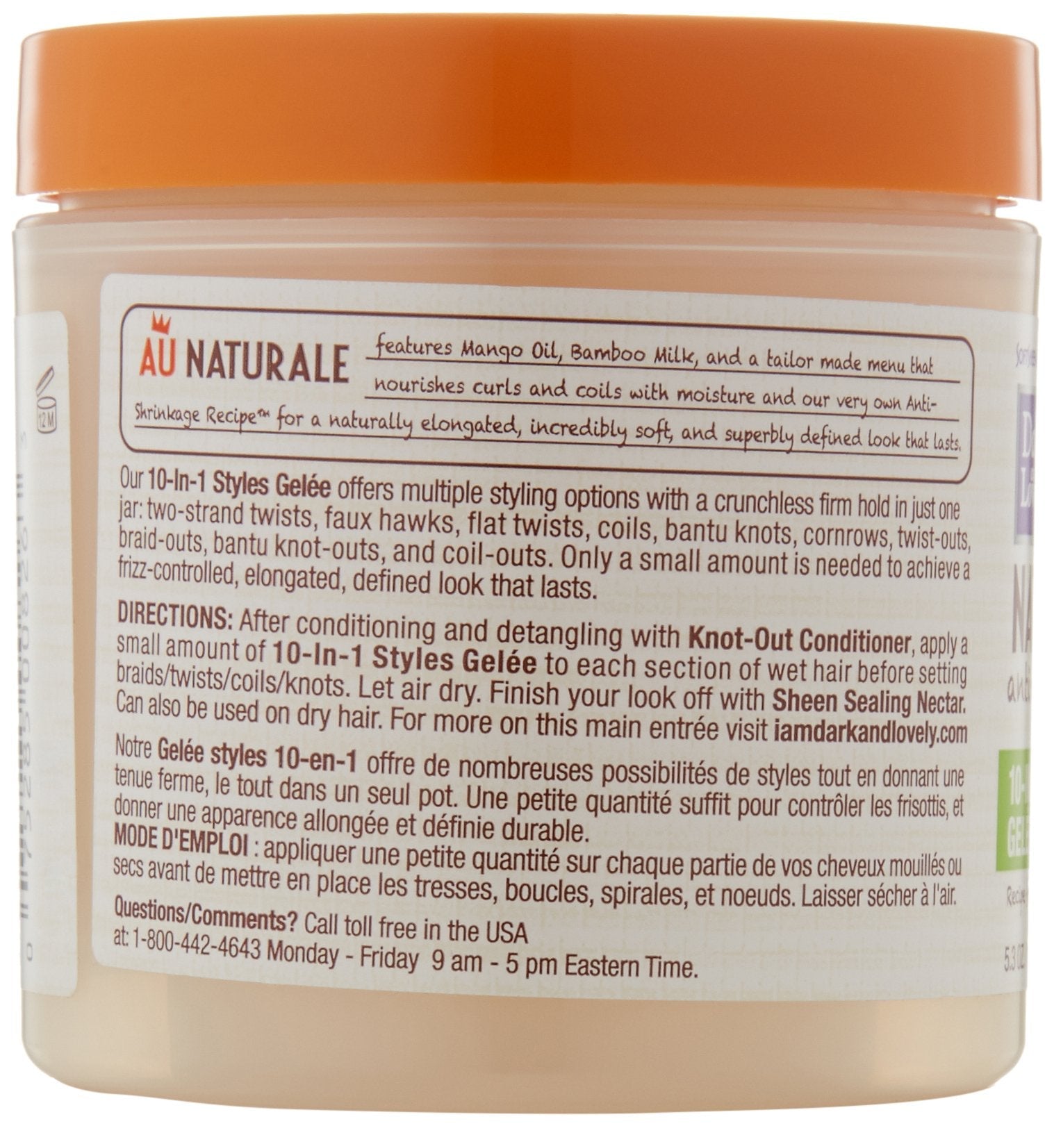 SoftSheen-Carson Dark and Lovely Au Naturale Anti-Shrinkage 10-in-1 Styles Gele, 5.3 oz