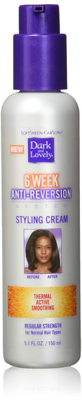 SoftSheen Dark & Lovely 6 Week Anti-Reversion Styling Cream Regular Strength, 5.1 oz – Smooth, Humidity-Resistant Finish