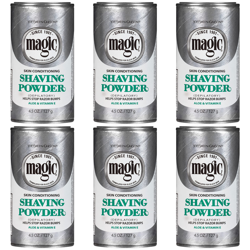 SoftSheen Magic Razorless Shaving Powder for Men – 6 Pack, 27 oz | Razorless Shave & Skin Conditioning