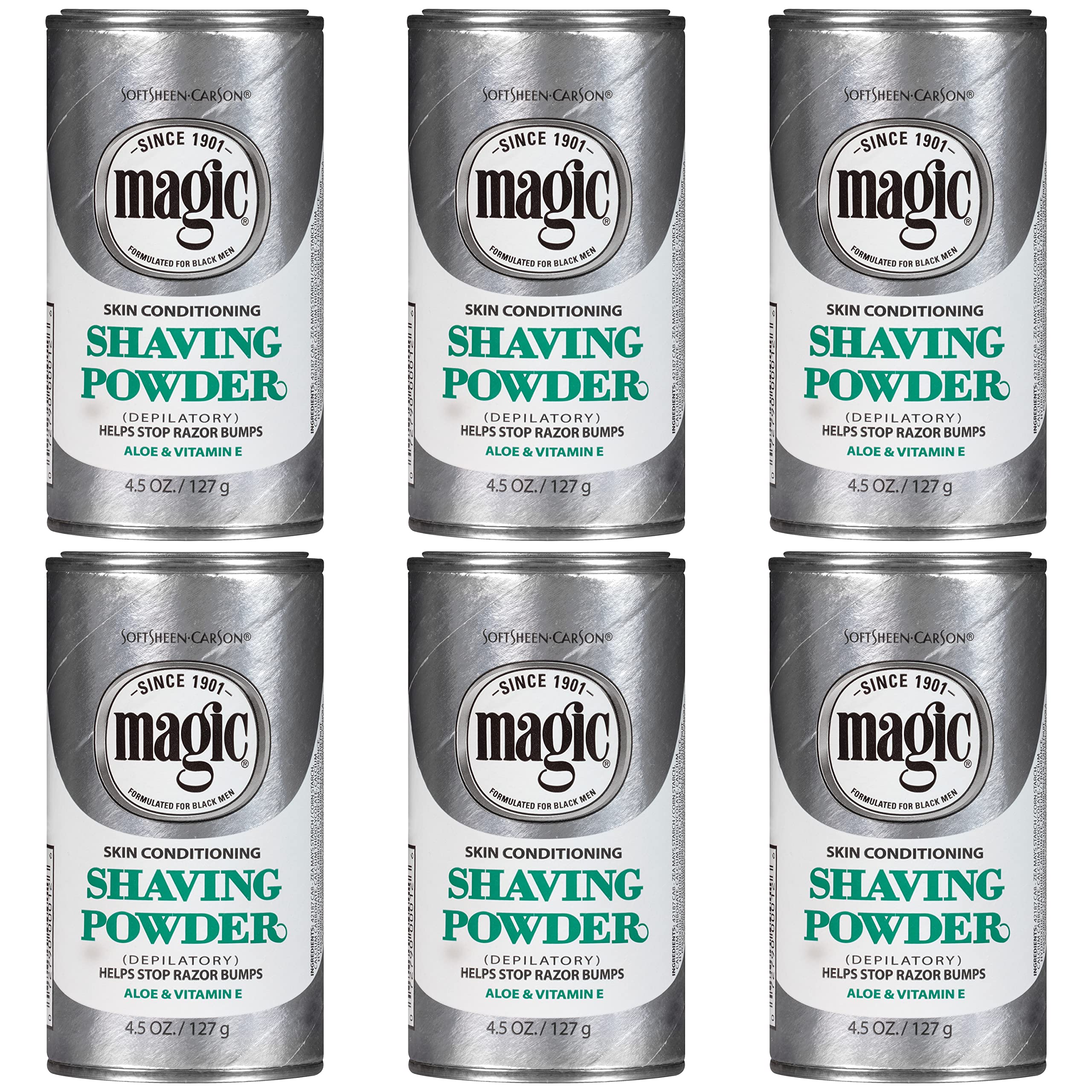 SoftSheen Magic Razorless Shaving Powder for Men – 6 Pack, 27 oz | Razorless Shave & Skin Conditioning