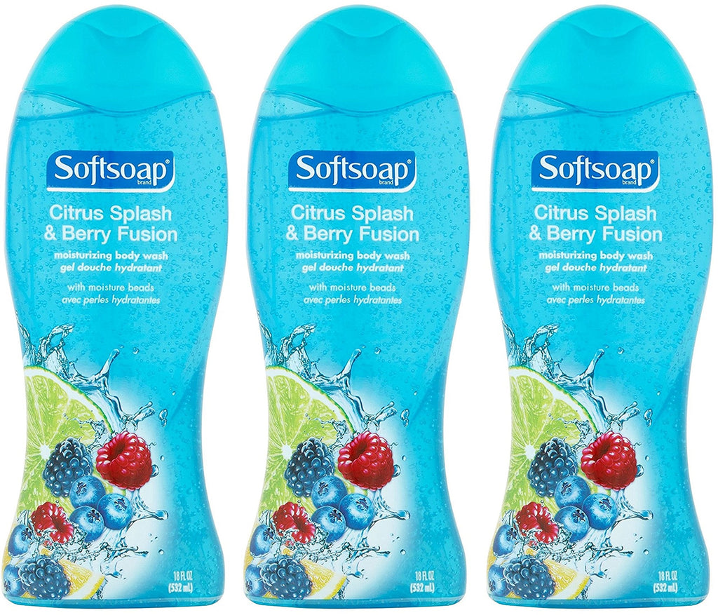 Softsoap Moisturizing Body Wash – Citrus Splash & Berry Fusion | Pack of 3, 18 oz Bottles