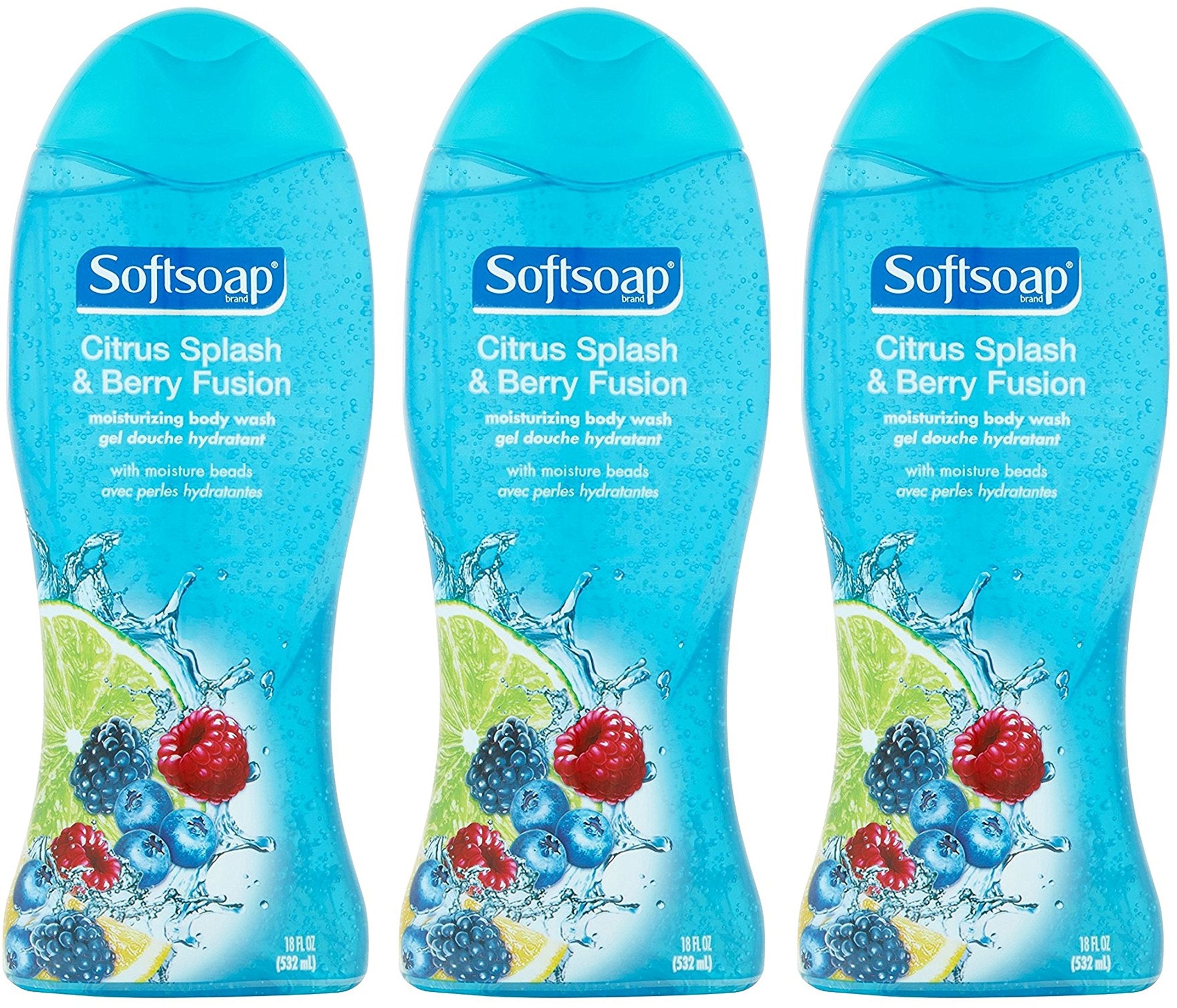 Softsoap Moisturizing Body Wash – Citrus Splash & Berry Fusion | Pack of 3, 18 oz Bottles