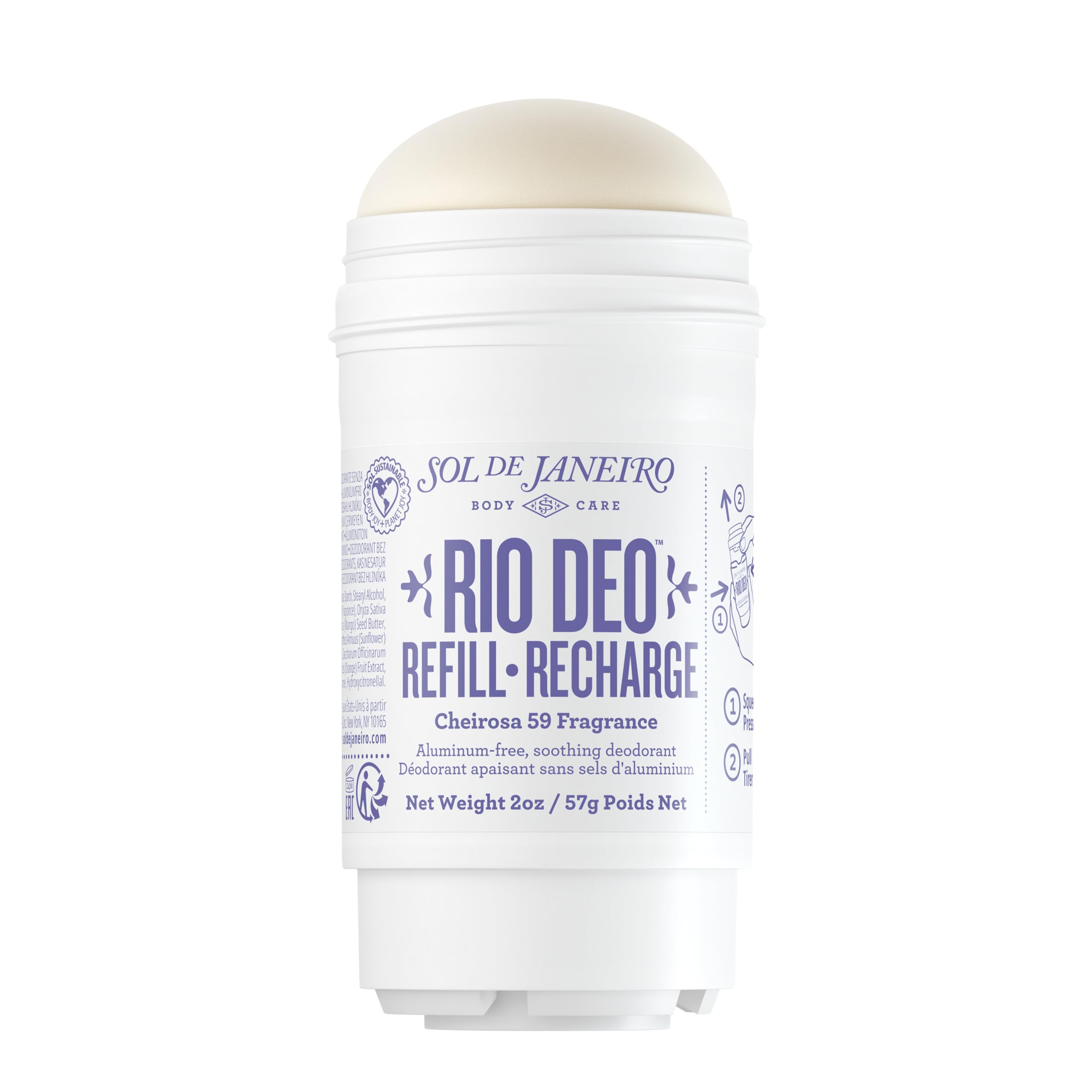 Sol de Janeiro Rio Deo Cheirosa 59 Deodorant Refill Cartridge – Aluminum-Free, Baking Soda-Free