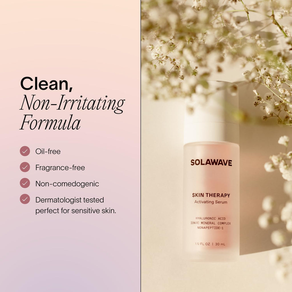 SolaWave Skin Therapy Activating Serum with 2-Pack Refills | Hydrating Red Light Therapy & Microcurrent Support