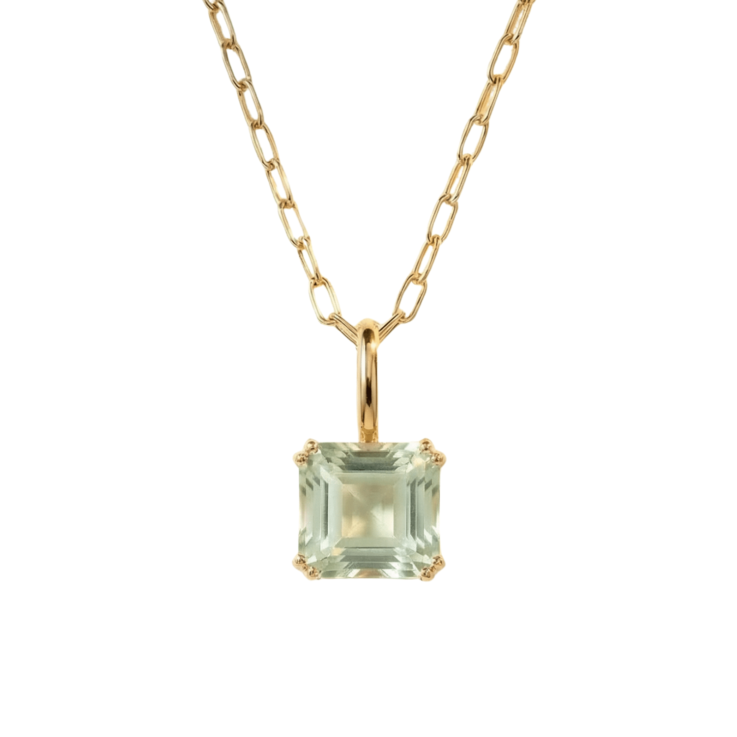 Large Gold Green Quartz Necklace - Giselle