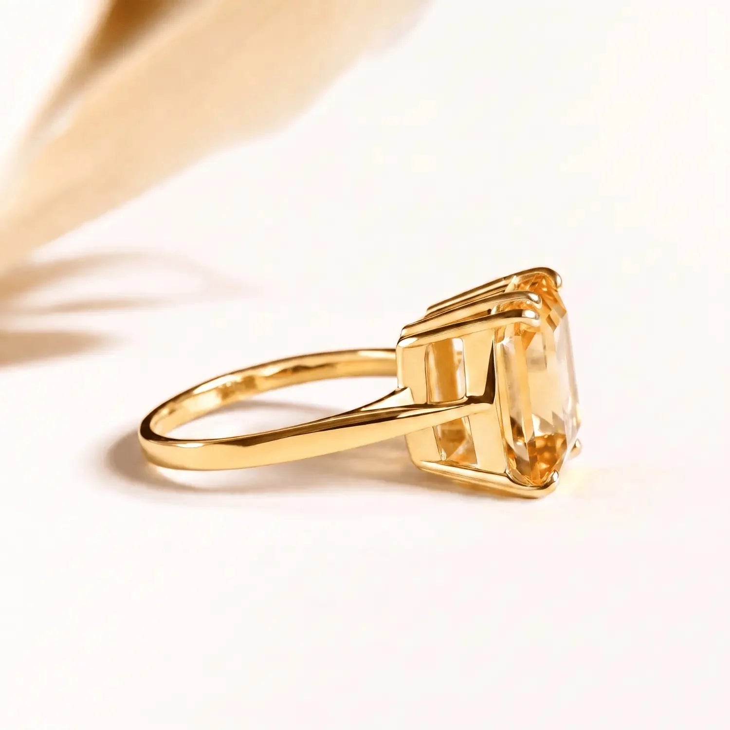 Gold or Silver Vintage Citrine Gemstone Ring - Isla