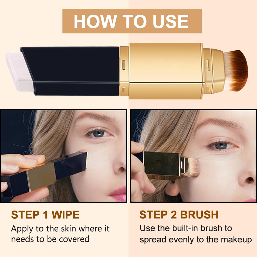 SOLOTREE 2-in-1 Foundation Stick with Brush | Color-Matching Hydrating Foundation