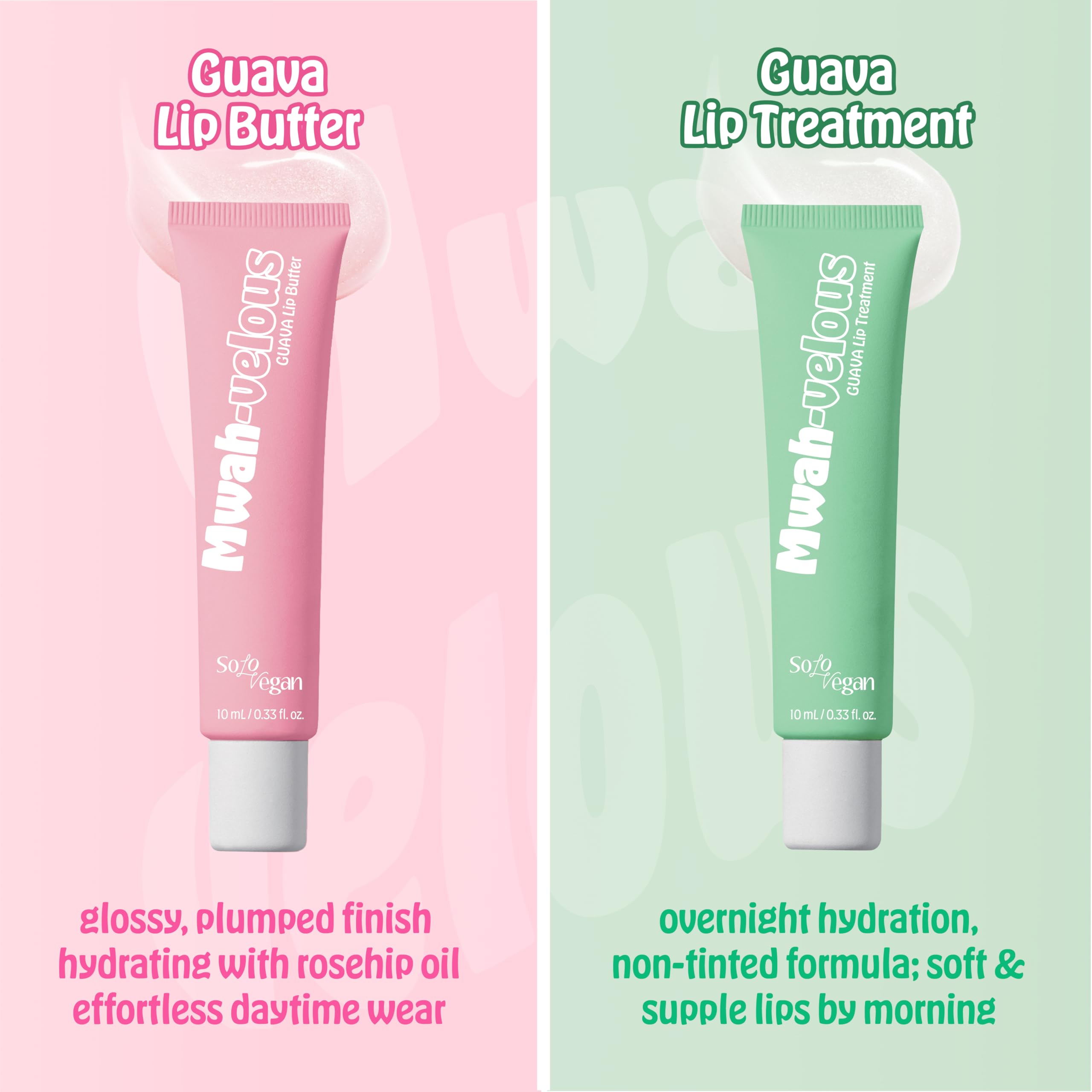 SoloVegan Mwah-velous Guava Lip Duo – Day & Night Hydration with Rosehip & Hyaluronic Acid