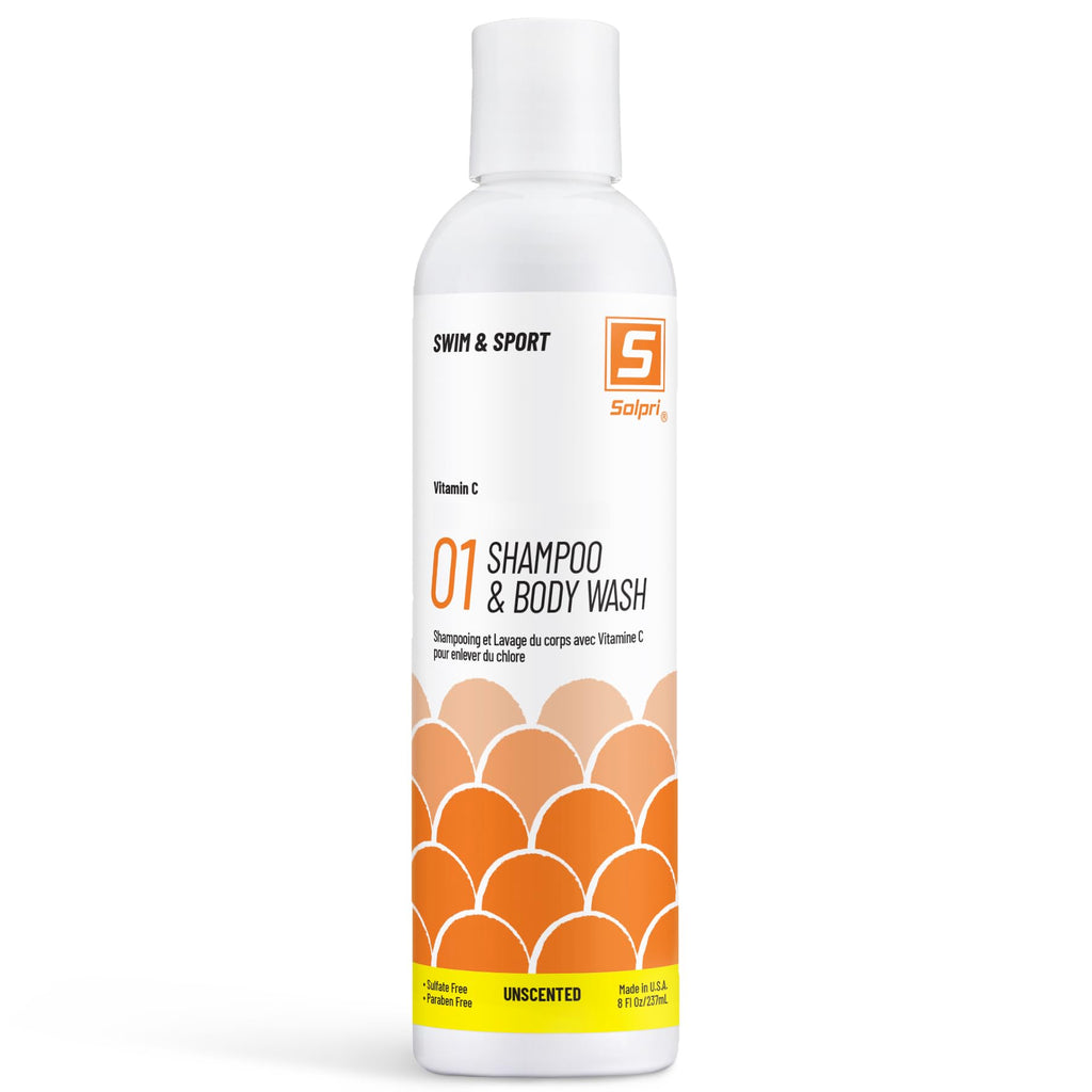 Solpri Swimmers Chlorine Shampoo & Body Wash – Unscented with Vitamin C, Sulfate Free | 8 Fl Oz