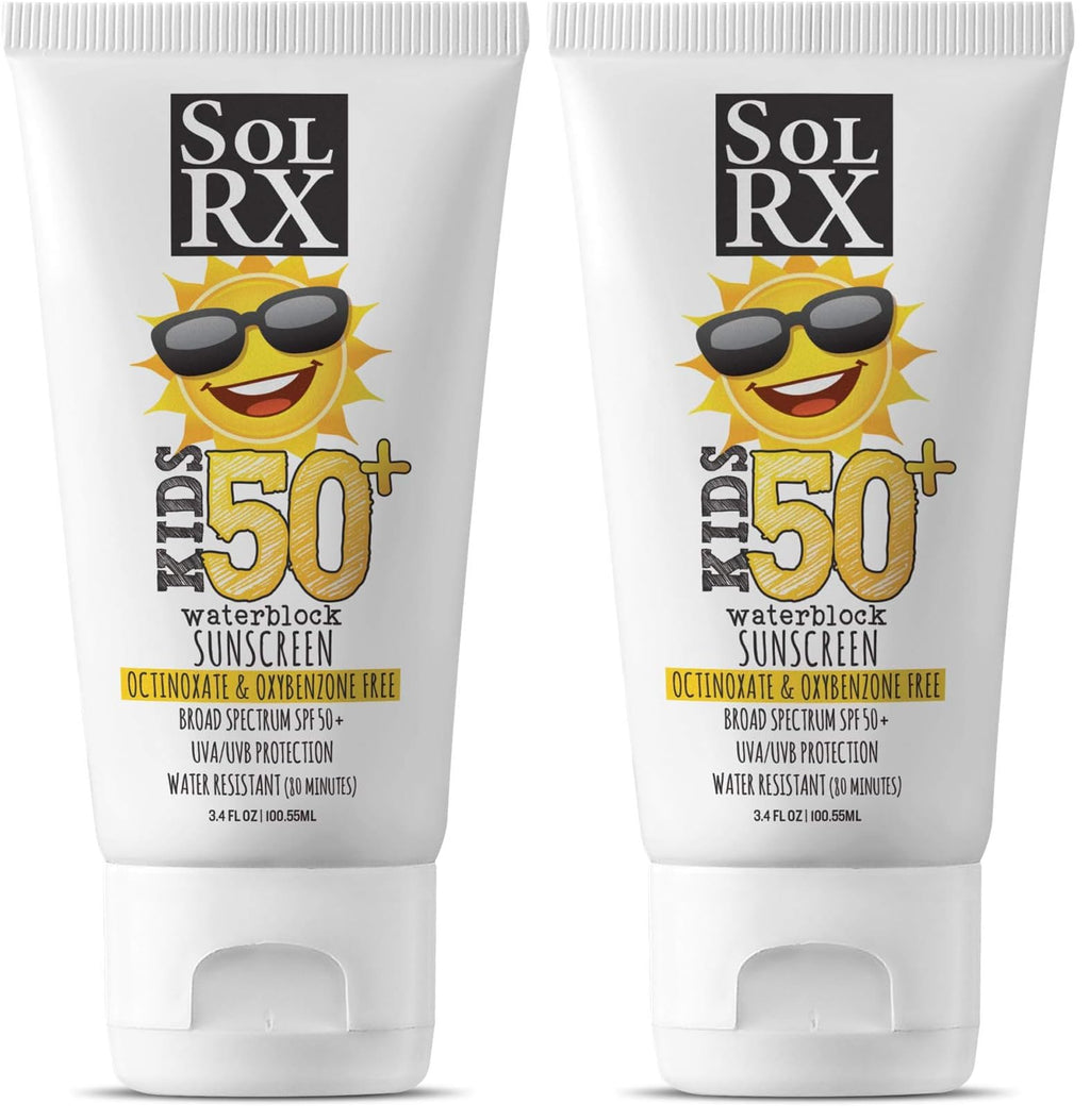 SolRX KID'S SPORT Sunscreen SPF 50+ | Oxybenzone Free, Reef Safe, Face & Body, Pack of 2